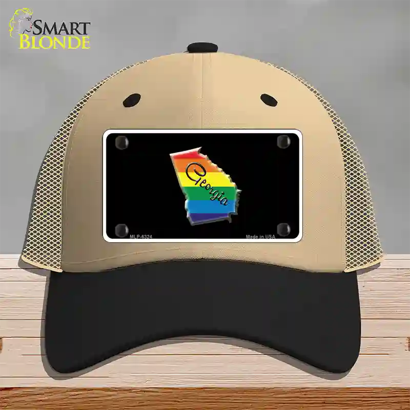 Georgia Rainbow Novelty License Plate Hat Mesh / Khaki|Black