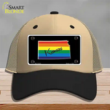 Kansas Rainbow Novelty License Plate Hat Mesh / Khaki|Black