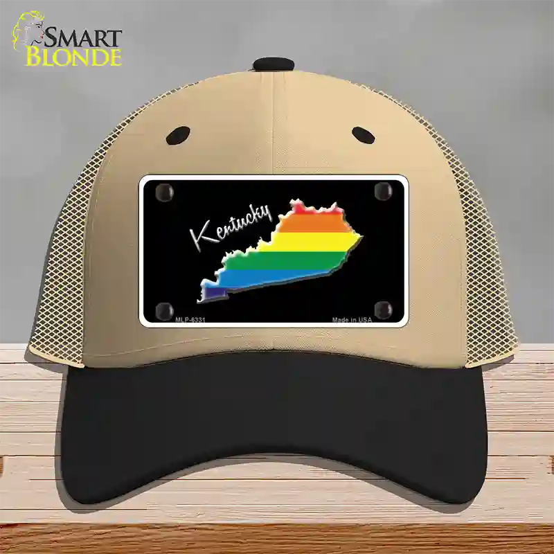 Kentucky Rainbow Novelty License Plate Hat Mesh / Khaki|Black