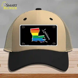 Louisiana Rainbow Novelty License Plate Hat Mesh / Khaki|Black