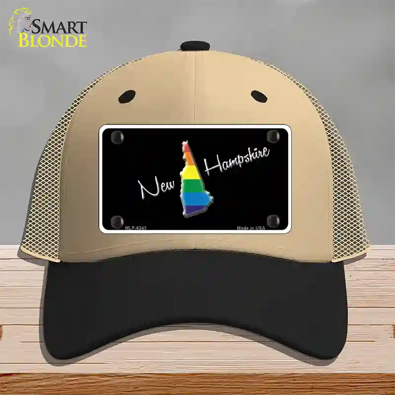 New Hampshire Rainbow Novelty License Plate Hat Mesh / Khaki|Black