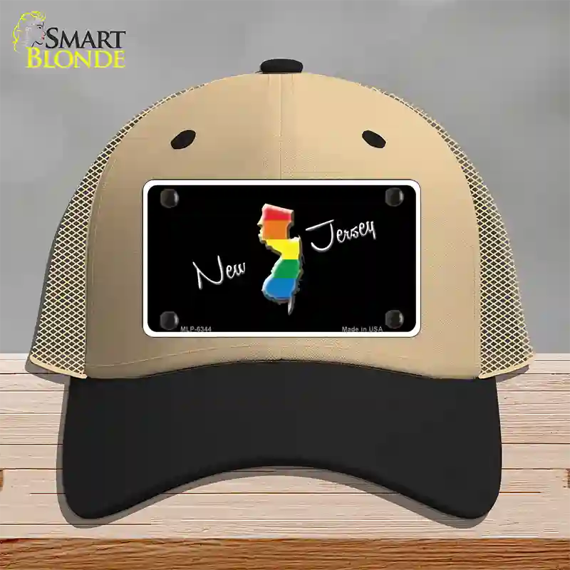 New Jersey Rainbow Novelty License Plate Hat Mesh / Khaki|Black