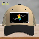 Rhode Island Rainbow Novelty License Plate Hat Mesh / Khaki|Black