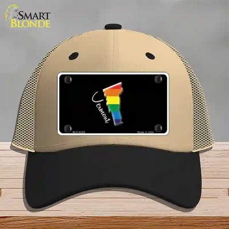 Vermont Rainbow Novelty License Plate Hat Mesh / Khaki|Black