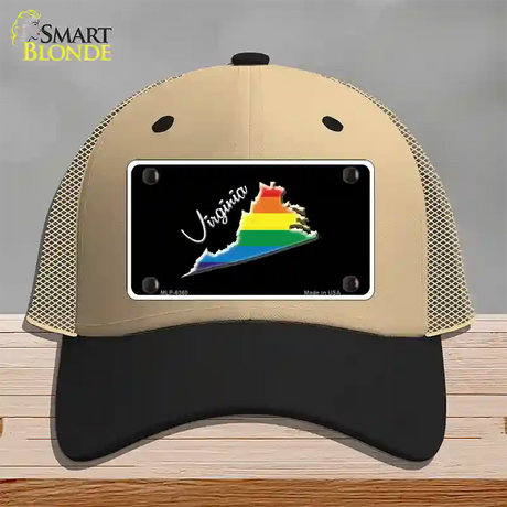 Virginia Rainbow Novelty License Plate Hat Mesh / Khaki|Black