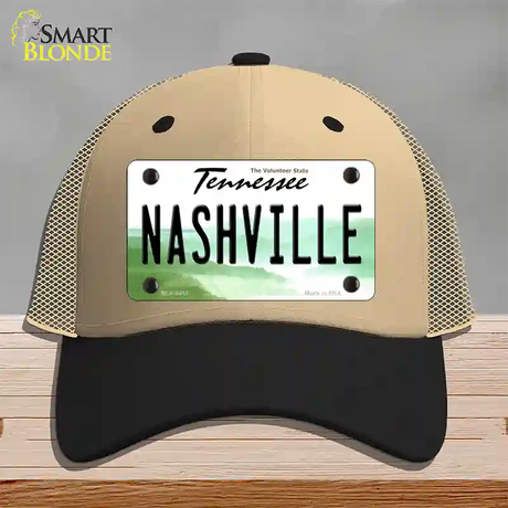 Nashville Tennessee Novelty License Plate Hat Mesh / Khaki|Black