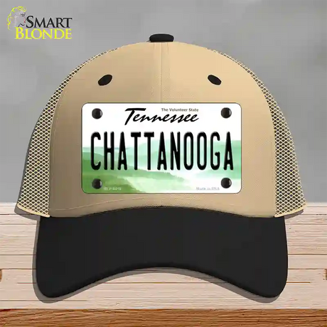 Chattanooga Tennessee Novelty License Plate Hat Mesh / Khaki|Black