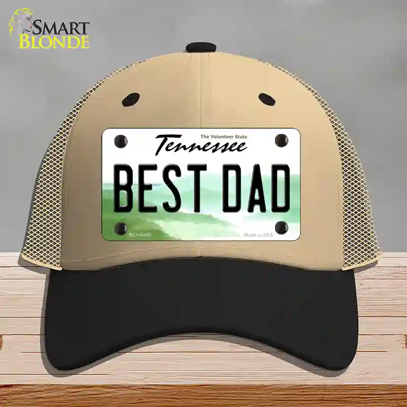 Best Dad Tennessee Novelty License Plate Hat Mesh / Khaki|Black