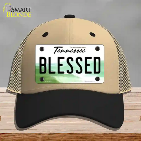 Blessed Tennessee Novelty License Plate Hat Mesh / Khaki|Black