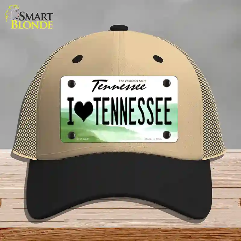 I Love Tennessee Novelty License Plate Hat Mesh / Khaki|Black