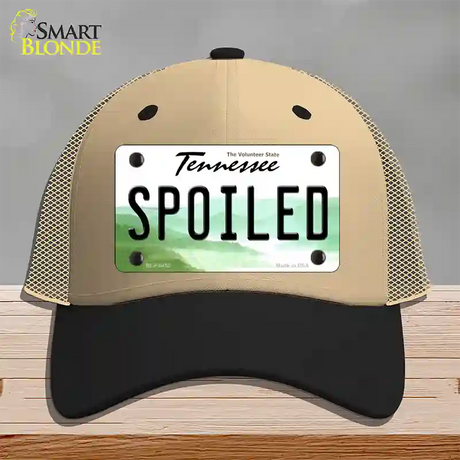 Spoiled Tennessee Novelty License Plate Hat Mesh / Khaki|Black