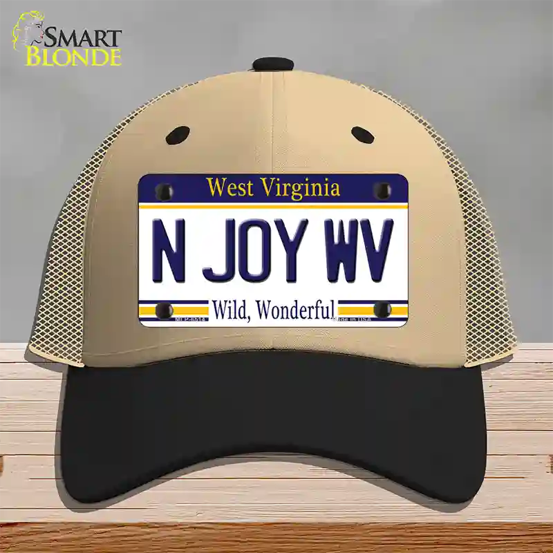 N Joy West Virginia Novelty License Plate Hat Mesh / Khaki|Black