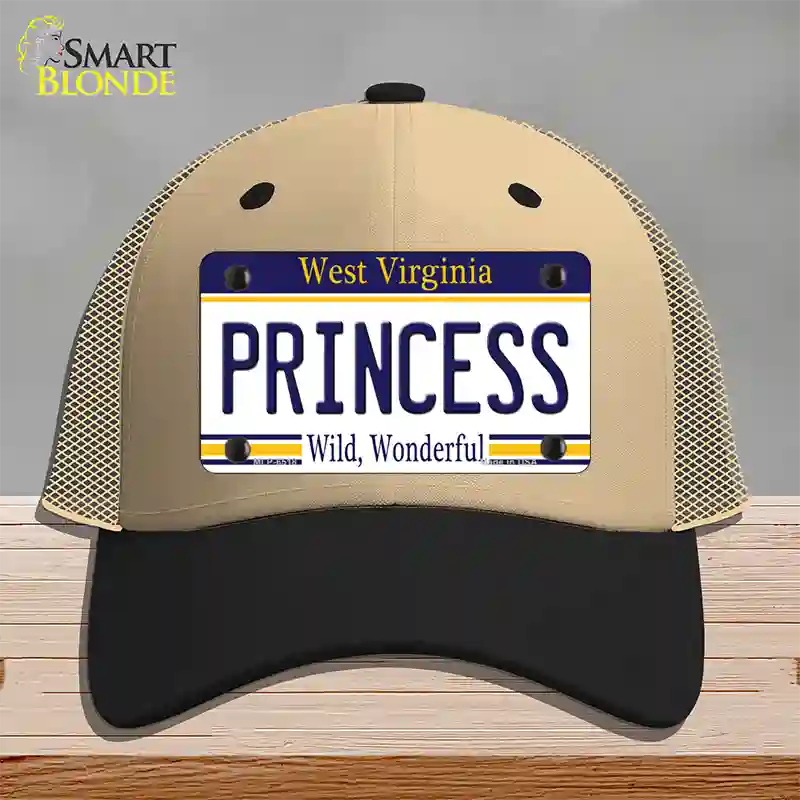 Princess West Virginia Novelty License Plate Hat Mesh / Khaki|Black