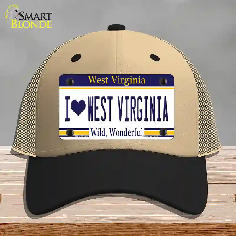 I Love West Virginia Novelty License Plate Hat Mesh / Khaki|Black