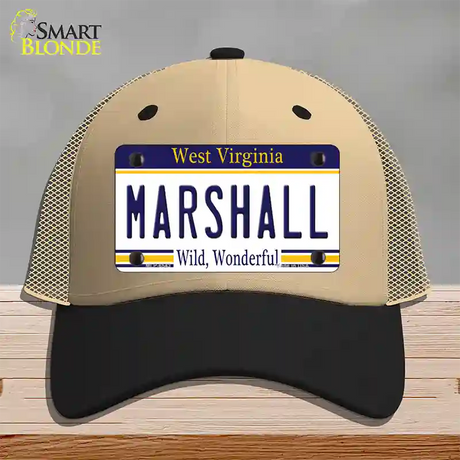 Marshall West Virginia Novelty License Plate Hat Mesh / Khaki|Black