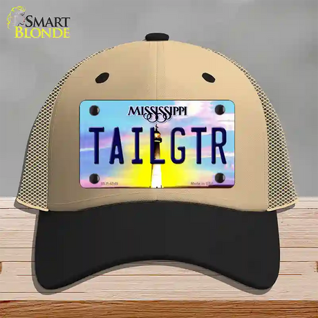 Tailgtr Mississippi Novelty License Plate Hat Mesh / Khaki|Black