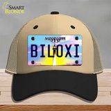 Biloxi Mississippi Novelty License Plate Hat Mesh / Khaki|Black