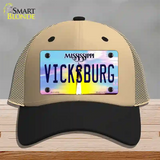 Vicksburg Mississippi Novelty License Plate Hat Mesh / Khaki|Black