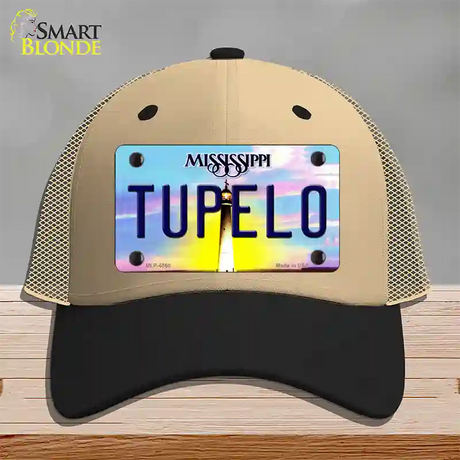 Tupelo Mississippi Novelty License Plate Hat Mesh / Khaki|Black