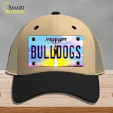 Bulldogs Mississippi Novelty License Plate Hat Mesh / Khaki|Black