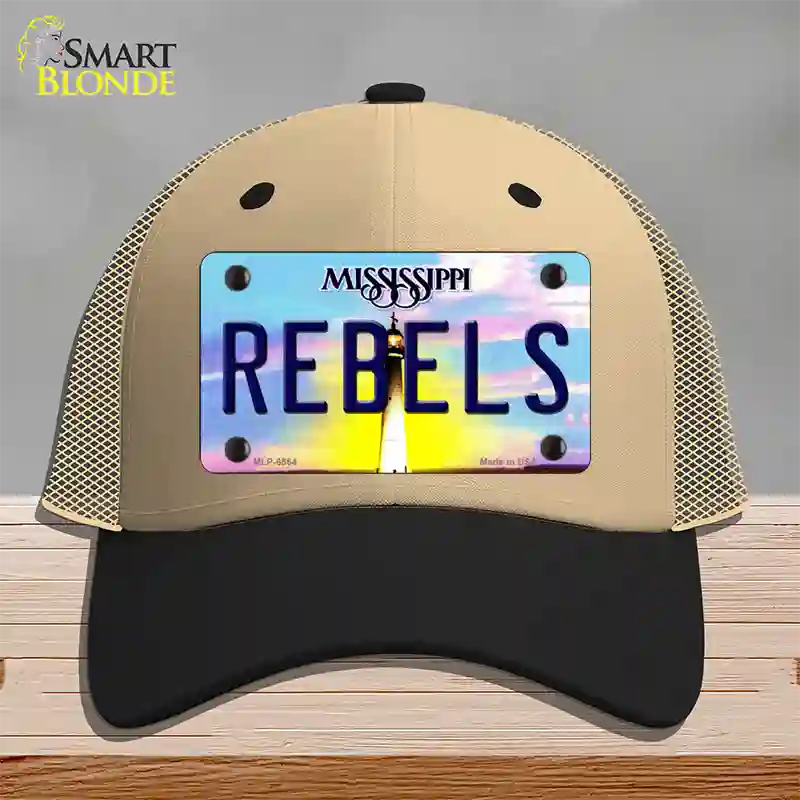 Rebels Mississippi Novelty License Plate Hat Mesh / Khaki|Black