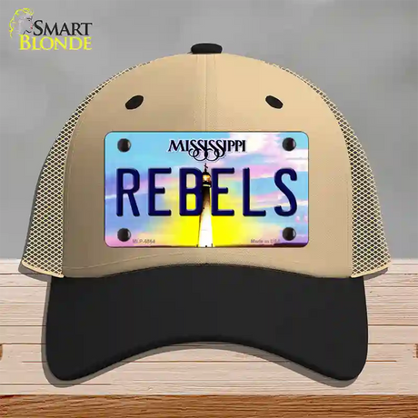 Rebels Mississippi Novelty License Plate Hat Mesh / Khaki|Black