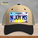 N Joy Mississippi Novelty License Plate Hat Mesh / Khaki|Black