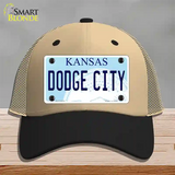 Dodge City Kansas Novelty License Plate Hat Mesh / Khaki|Black