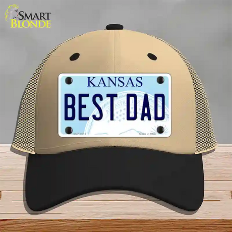 Best Dad Kansas Novelty License Plate Hat Mesh / Khaki|Black