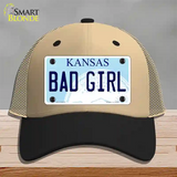 Bad Girl Kansas Novelty License Plate Hat Mesh / Khaki|Black