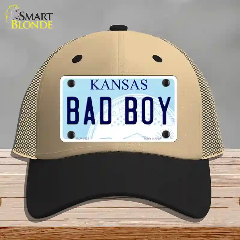 Bad Boy Kansas Novelty License Plate Hat Mesh / Khaki|Black