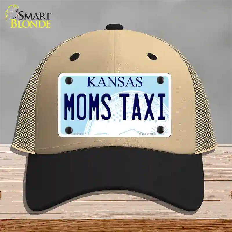 Moms Taxi Kansas Novelty License Plate Hat Mesh / Khaki|Black