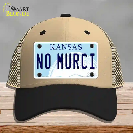 No Murci Kansas Novelty License Plate Hat Mesh / Khaki|Black