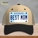 Best Mom Kansas Novelty License Plate Hat Mesh / Khaki|Black