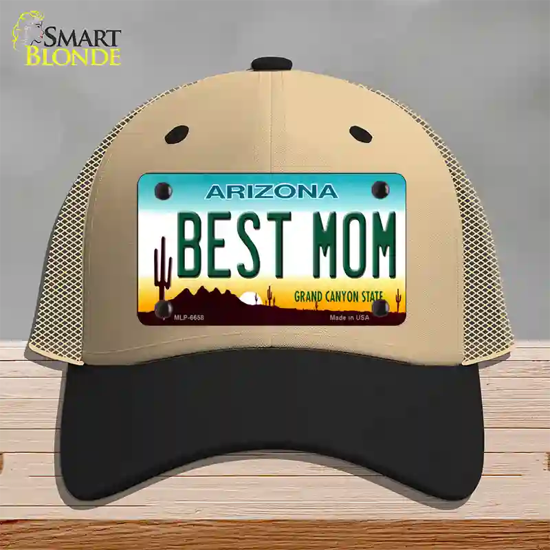 Best Mom Arizona Novelty License Plate Hat Mesh / Khaki|Black