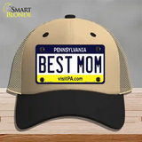 Best Mom Pennsylvania State Novelty License Plate Hat Mesh / Khaki|Black