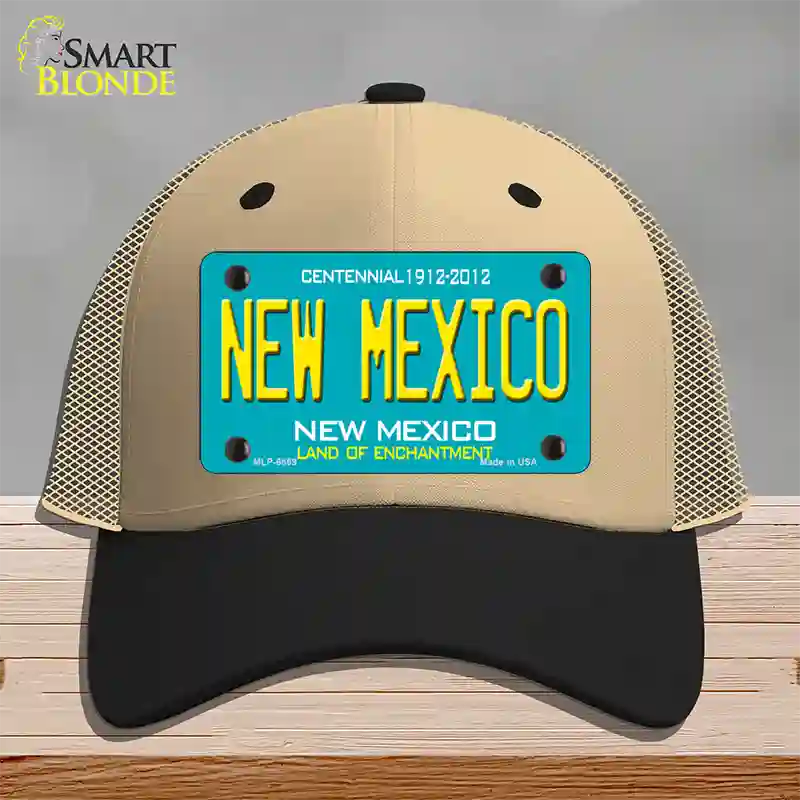 New Mexico Novelty License Plate Hat Mesh / Khaki|Black