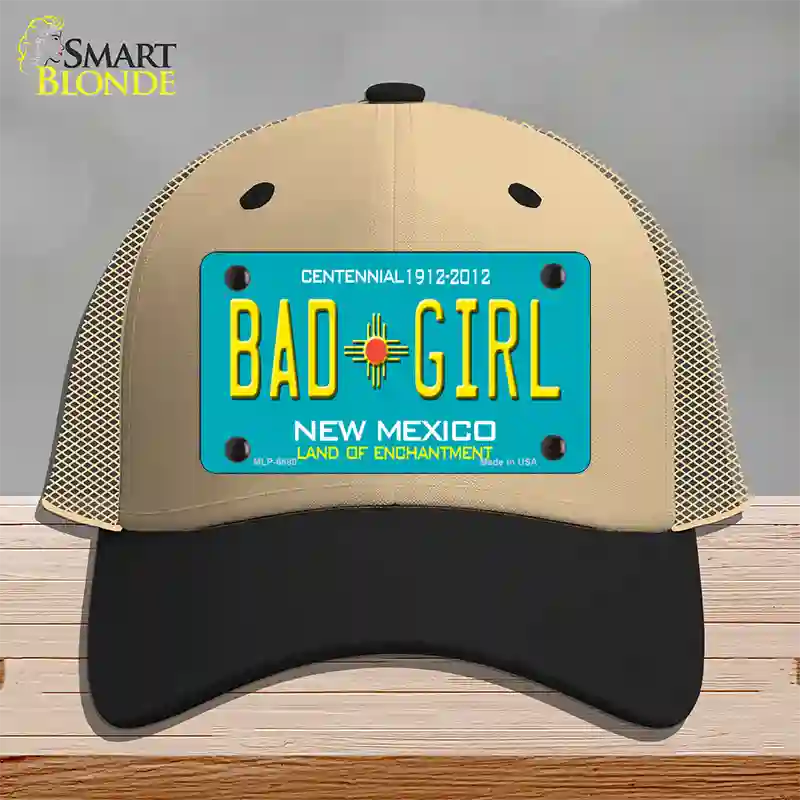 Bad Girl New Mexico Novelty License Plate Hat Mesh / Khaki|Black