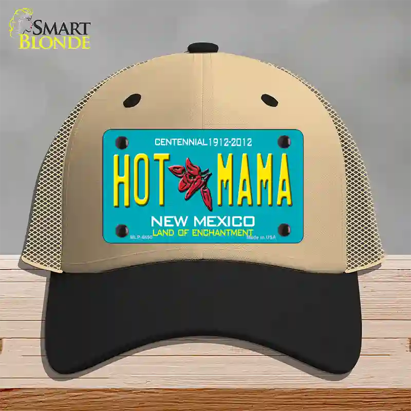 Hot Mama New Mexico Novelty License Plate Hat Mesh / Khaki|Black