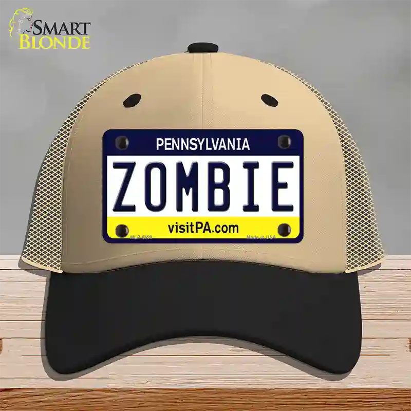 Zombie Pennsylvania State Novelty License Plate Hat Mesh / Khaki|Black