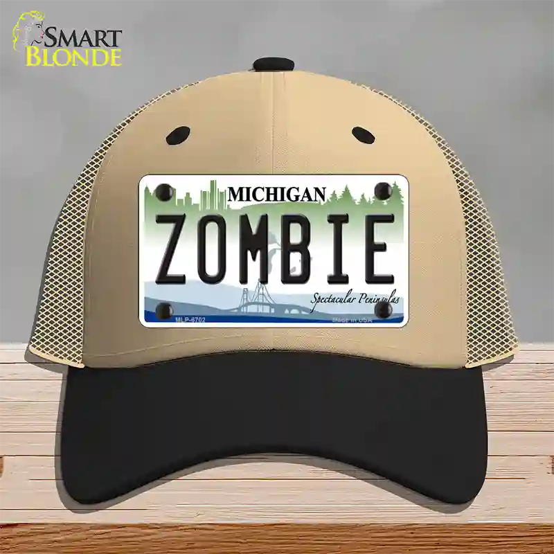 Zombie Michigan Novelty License Plate Hat Mesh / Khaki|Black