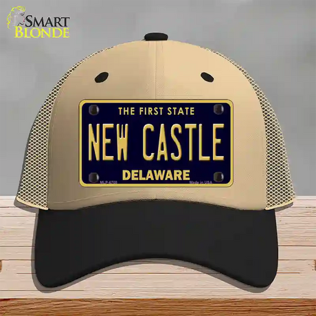 New Castle Delaware Novelty License Plate Hat Mesh / Khaki|Black