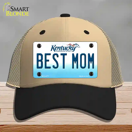 Best Mom Kentucky Novelty License Plate Hat Mesh / Khaki|Black