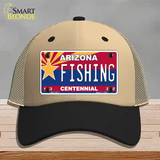 Arizona Centennial Fishing Novelty License Plate Hat Mesh / Khaki|Black