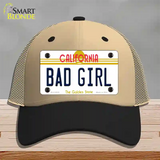 Bad Girl California Novelty License Plate Hat Mesh / Khaki|Black