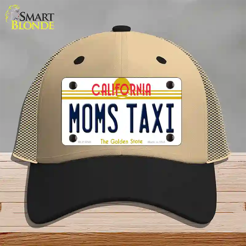 Moms Taxi California Novelty License Plate Hat Mesh / Khaki|Black