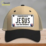 Jesus Puerto Rico Novelty License Plate Hat Mesh / Khaki|Black