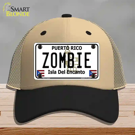 Zombie Puerto Rico Novelty License Plate Hat Mesh / Khaki|Black