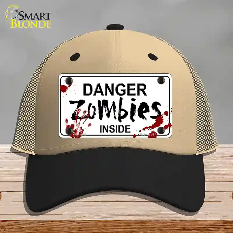 Danger Zombies Inside Novelty License Plate Hat Mesh / Khaki|Black