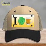 I Shamrock Beer Novelty License Plate Hat Mesh / Khaki|Black